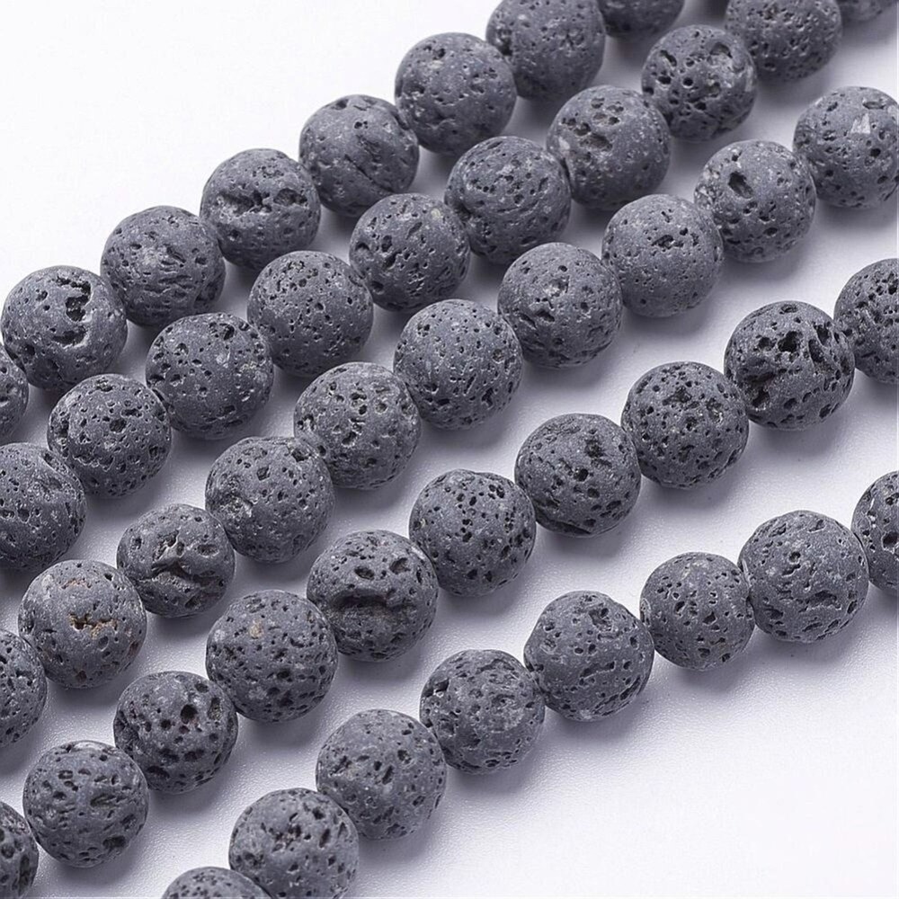 6MM Gray Lava Rock Beads-ONE Gemstone Bead Strand-Jewelry Supplies Crafts NWT‎